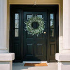 26'' Eucalyptus and Babys Breath Flowers Wreath for Front Door - Large Artificial Greenery Outdoor Wreath for Porch,Window,Farmhouse,Home,Hanging Decor- Spring, Summer, All Seasons (Green-White)
