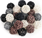 DomeStar 24PCS Brown Decorative Balls for Bowl Centerpiece, 2 Inch Rattan Balls Bowl Fillers Decor - Wicker Twig Orbs Spheres, Wedding Home Vase Table Decor