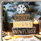 Moucuny 4 Pcs Winter Table Decorations Wooden Snowflake Decor Christmas Tiered Tray Decor Rustic Snow Block Signs Gift Farmhouse Christmas Centerpiece for Winter Wonderland Party Kitchen Shelf Home