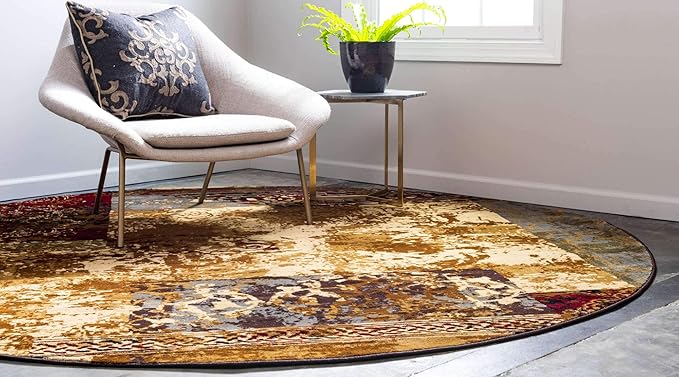 Unique Loom Barista Collection Area Rug - Arusha (8' Round, Beige/ Black)
