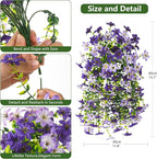Artificial Hanging Flowers Plants for Outdoor Spring Decoration, 2 PCS Fake Silk Daisy Flower Planter UV Resistant Look Real for Outside Patio Porch Home Summer Decor (Purple)
