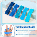 Set of 5 Toe Stretcher Band Separator Spacer Bunion Correction Hallux Valgus Alignment Foot Stretcher Straightener Resistance Loop Yoga Exercise Foot Care with Carry Bag(Blue)