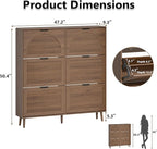 Shoe Cabinet for Entryway with 6 Flip Drawers, Slim Wooden Shoe Storage Organizer with Modern Fluted Pannel，Freestanding Narrow Hidden Shoe Rack for Hallway, Foyer, Living Room