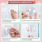 VIS'V Wreath Hanger, Large Suction Cup Wreath Hooks with Wipes, Heavy Duty, 22 LB Capacity, Removable and Reusable, Clear, 6 Pcs