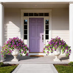 Homsunny Artificial Hanging Fake Flowers with Basket Plants for Outdoor Spring and Summer Decoration, Faux Silk Flower UV Resistant Morning Glory for Home Porch Patio Garden Balcony Yard Look Real