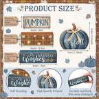 Lineshading 4 Pcs Fall Decoration for Home Wooden Blue Pumpkin Decor Thanksgiving Tiered Tray Decor Fall Centerpiece Rustic Decorative Block Signs Gift Farmhouse Autumn Table Decors for Home Kitchen