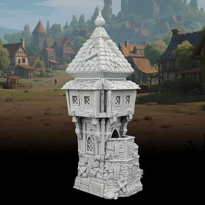 RPG Scenery – 1:64 Scale Unpainted TTRPG Buildings for Role Playing & DND Campaigns, Table Maps Characters Accessory – Medieval Village B AF1124B