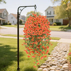 Artificial Hanging Flowers for Outdoors,2 Bundles Silk Fake Fall Flowers for Outside, Realistic Faux Plants for Hanging Baskets, Planters-Porch, Patio, Yard Decor(Orange)