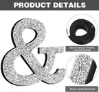 Qunclay 12'' Silver Crystal Diamond Bling Letters Crushed Diamond Decoration Wooden Glitter Letter with Screw and Hooks Rhinestone Gift for Wedding Y2k Mcbling Bedroom Wall Decor (Symbol)