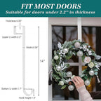 HOOSUN 4th of July Decorations Wreath Hangers for Front Door,14 Inch Metal Wreath Hook Holder for Spring Decor,20 Lbs White Over The Door Wreath Hanger for Spring Patriotic Wreath Front Porch Decor