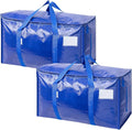 TICONN 2 Pack Extra Large Moving Bags Heavy Duty with Zippers & Carrying Handles, Durable Storage Bags Moving Boxes for Closet Organizers and Storage (2 Pack, Blue)
