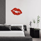Metal Red Kiss Lips Wall Art Girl Room Decor Kiss Lips Farmhouse Decor for Living Room, Bathroom, Powder Room, Bedroom, Office, 15.0 x 9.6 Inches