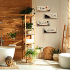 ONIZHITY 4 Pcs Boho Bathroom Decor with Relax Soak Unwind Breathe Relaxing Quotes Bohemian Wooden Hanging Wall Art Farmhouse Abstract Decoration for Bedroom Living Room Office (10X4 Inch)