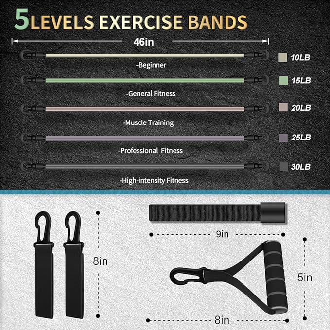 VEICK Resistance Bands, Exercise Bands, Workout Bands, Resistance Bands for Working Out with Handles for Men and Women, Exercising Bands for Fitness Weights Work Out at Home