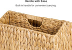 StorageWorks Hand-Woven Divided Magazine Basket, Rattan Magazine Holder, Natural Wicker Magazine Rack for Bathroom, Office, Water Hyacinth, 1 Pack