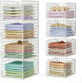 JKsmart 4-Tier Stackable Closet Organizer,Extra Large Clothes Storage Shelf,Clothing Cupboard Organizer System- Closet Wardrobe Storage Bins for Jeans, Pants, Sweaters,Purse,t-Shirt Organization