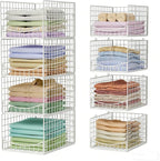 JKsmart 4-Tier Stackable Closet Organizer,Extra Large Clothes Storage Shelf,Clothing Cupboard Organizer System- Closet Wardrobe Storage Bins for Jeans, Pants, Sweaters,Purse,t-Shirt Organization