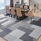 FlyDOIT Modern Geometric Patchwork Area Rug, 5x8 Gray Large Rugs for Living Room, Rockwood Collection Indoor Rugs for Bedroom, Throw Carpet Floor Decor for Entryway Dining Room Office Dorm Nursery