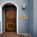 Jesus Cross Metal Wall Decor Christian Wall Art for Home Religious Cross Decoration Living Room Bedroom Prayer Room The Way The Truth The Life Christ Inspired Christian Gift for Family Friends(Gold)
