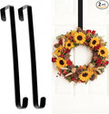 HOOSUN Wreath Hangers for Front Door 4th of July Decorations,14" Patriotic Wreath Hook Holder,Over The Door Hooks Hanger,Metal Garland Hangers Hook for Spring Summer Wreath Porch Decor(2 Pack)