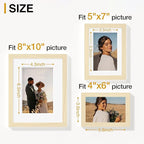 Vittanly Picture Frames Set of 10, Picture Frames Collage Wall Decor with Two 8x10, Four 5x7, and Four 4x6 Photo Frames, Gallery Wall Frame Set for Wall or Tabletop Display, Natural