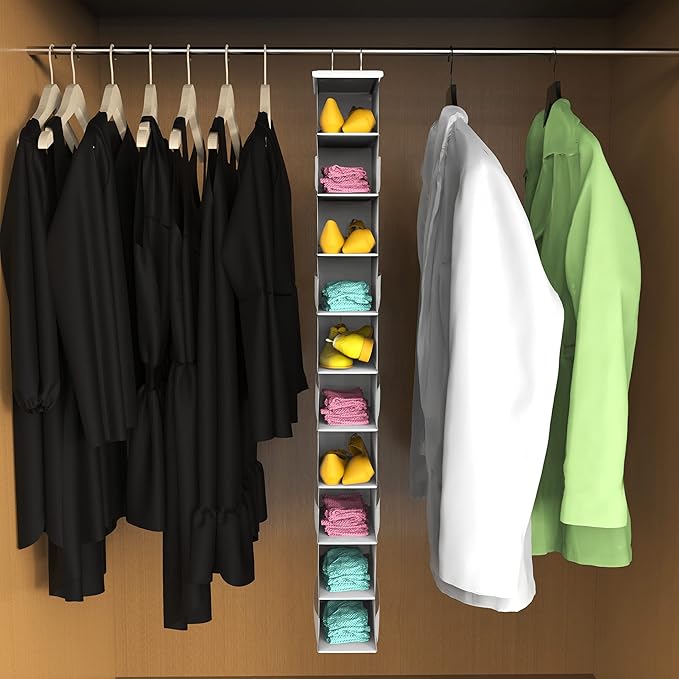coastal rose Hanging Shoe Organizer for Closet, 10-Tier Shoe Organizers and Storage, Space Saving Shoe Holder Rack Hanger