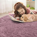 OLANLY Blush Round Rugs for Bedroom - Machine Washable, 8 ft Circle Area Rugs for Living Room, Soft and Fluffy Shaggy Carpet for Teen Girls and Boys, Nursery Rooms, Dorms, Home Decor Aesthetic