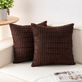 Aegero Pack of 2 Corduroy Decorative Throw Pillow Covers 20x20 InchSoft Boho Striped Pillow Covers Modern Farmhouse Home Decor for Sofa Living Room Couch Bed（Dark Brown）