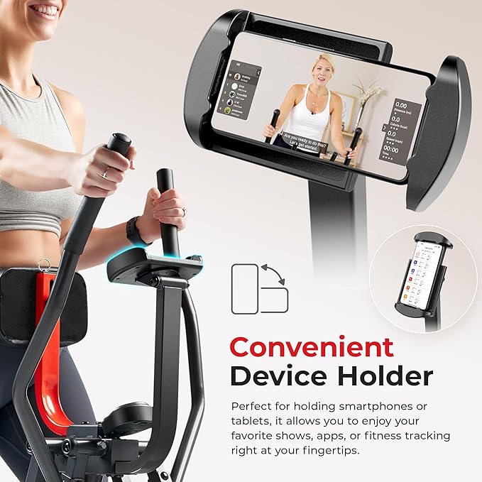 Sunny Health & Fitness Foldable Air Walk Elliptical, 30" inch Long Stride Full-Body Cardio Cross Trainer Glide Exercise for Home Office, SunnyFit App via Bluetooth with Optional Adjustable Resistance