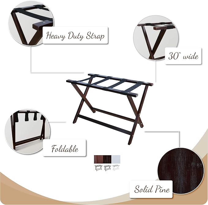 Heavy Duty 30" Extra Wide Luggage Rack-Espresso
