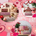 Lineshading 4 Pcs Valentine Table Decoration Wooden Be Mine Heart Decor Valentine Day Tiered Tray Decor Valentine's Day Centerpiece Red Pink White Heart Block Signs Gift for Farmhouse Home Kitchen