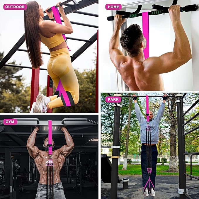 HPYGN Two Foots Pull Up Assistance Bands, Heavy Duty Resistance Band for Pull Up Bar, Adjustable Weight/Size with Fabric Feet/Knee Rest, Bands for Pull Up Assist for Strength Training, Pull Up