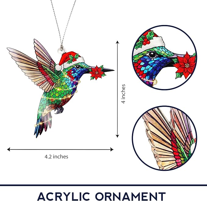 Hummingbird Gifts for Women - Christmas Ornament 2026 - Beautiful Christmas Ornaments Decorative Hummingbird with Meaningful Story Card Humming Bird Valentines Birthday Teacher Gift