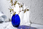 Barski Glass - Handmade - 12" H - (12 inches High) - Barrel Vase - Cobalt Blue - Made in Europe