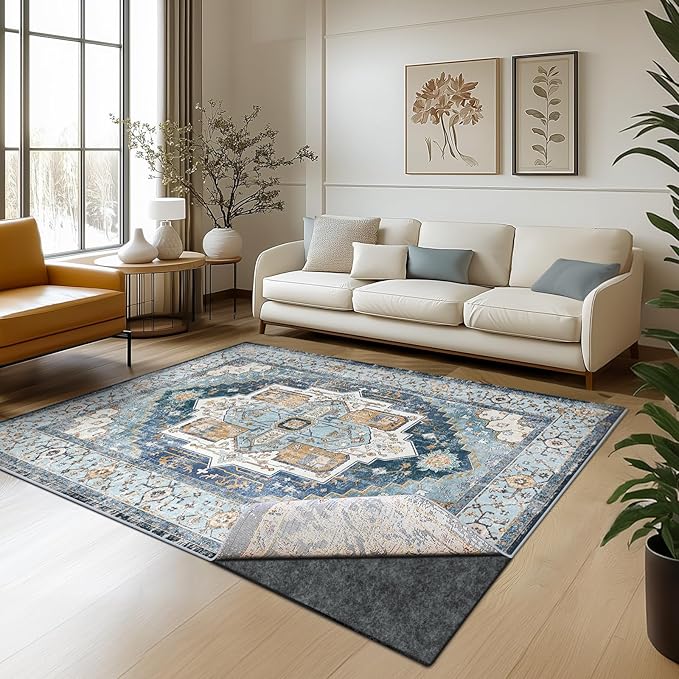 Waterproof Rug Pad, 10x14 ft Area Rug Non-Slip Carpet Pad, 1/4" Thick Non-Slip Rug Pads for All Floors and Finishes, Felt Pad for Hardwood Floors, Keeps Carpets in Place Soft and Safe