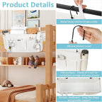 Loghot Bedside Caddy/Bedside Storage Bag Hanging Organizer for Bunk and Hospital Beds,Dorm Rooms Bed Rails,Can be Placed Glasses,Books,Mobile Phones,Keys (White)