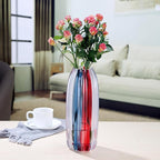 4th of July Decorations Christmas Glass Vase for Flowers Red White and Blue Modern Vase Bouquet 12.0" Patriotic Deco Fourth of July Decorations Indoor for Home Centerpieces Tables Living Room,Office