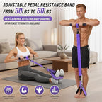 Upgrade Pedal Resistance Band with Handle, Adjustable Tube Foot Pedal Device Puller Exercise Bands, for Abs Arm Leg Waist Workout, Core Pilates, Sit Up Fitness Equipment for Full Body Training
