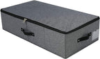 AMJ 29.5"*15"*7", Rigid Under Bed Garment Storage Bins, Folding & Washable, Soft Zip Lid, Black Gray