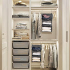 MAX Houser 3 Tier Shelf Hanging Closet Organizer, Space Saver,Closet Hanging Shelf with 2 Sturdy Hooks for Storage, Foldable (Grey)