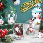 Jerify 16 Sets 3.58 Inch Christmas Plastic Clear Snow Globes Kit Water Globe with Screw Off Cap Artificial Christmas Trees Small Snowman Snowflakes for DIY Snow Globes Home Decoration Crafts