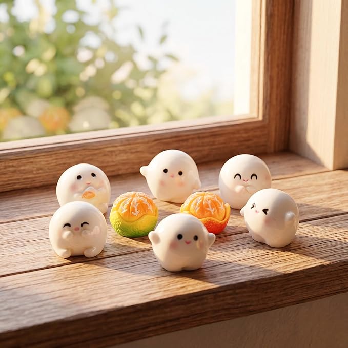 8Pcs Cute Desk Accessories Miniature Resin Figurines Set for Desktop, Computer Monitor, Car Dashboard Decor & Home Office Fun (0.7×0.6")