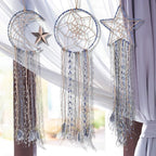 Jetec 3 Pieces Blue Dream Catcher Star Moon Sun Handmade Feather Dreamcatcher Wall Decor for Bedroom Nursery Wall Hanging Home Spring Decoration Festival Gift