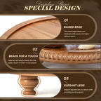 EOSAHR Round Pine Wooden Display Riser - Beaded Wood Riser for Plant, Sponge Holder & Perfume Organizer - Rustic Display Stand Kitchen Counter Organizer, Boho Chic Home Decor for Living Room(Brown)