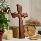 BGCarvedGrace Wooden Wall Cross Decor, Handcrafted Retro Religious Hanging Cross, Christian Home Wall Art Decoration(6 Inch)