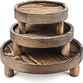 Wood Display Riser Set, 3 Piece Decorative Pedestal Stand, 8/6/5 Inch, Rustic Brown