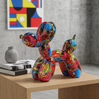 Resin Balloon Dog Sculpture - Collectible Figurines Decor for Home | Office Desktop Resin Decors Balloon Dog Decor (Graffiti Rose)