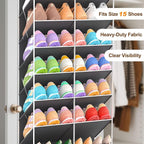 20-30 Pairs Over the Door Shoe Organizer, Clear Pockets Hanging Shoe Storage for Closet, 10-Tier Door Shoes Rack, Handing Shoes Holder Fit All the Family's Sneakers, Boots, Heels, Dark Grey