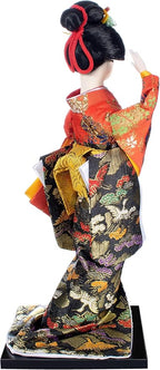 ALAMIYA Home Decoration Asian Japanese Geisha Kimono Doll Collectible Figurine Gift with Paper Fan