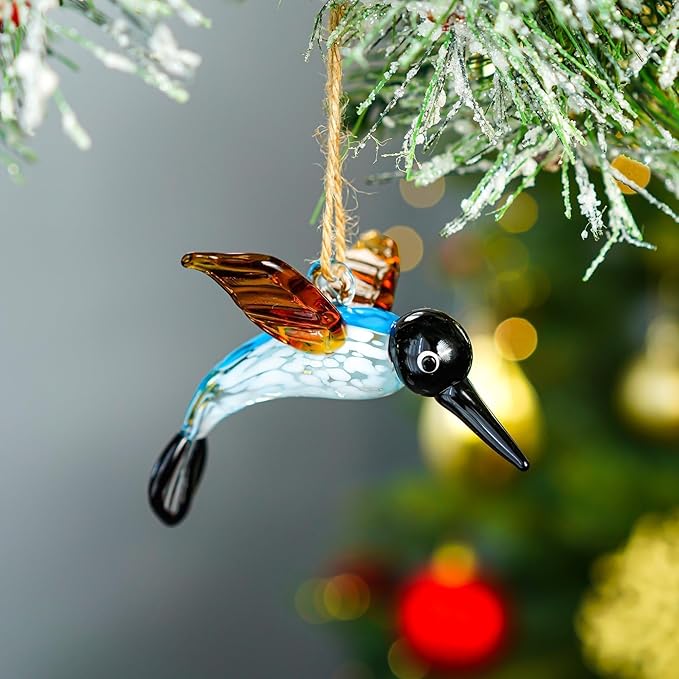 Blown Glass Hummingbird Hanging Ornaments Decorative Glass Humming Bird Decor for Home Party Tree